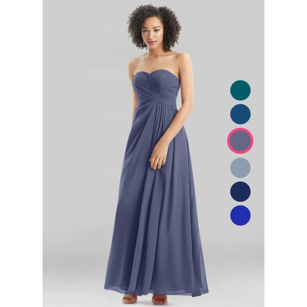 New Azazie Arabella stormy blue strapless gown -10